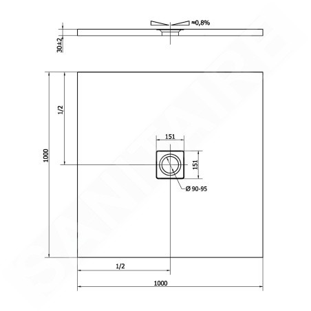 Polysan Flexia - Receveur de douche 1000x1000 mm, blanc 71552