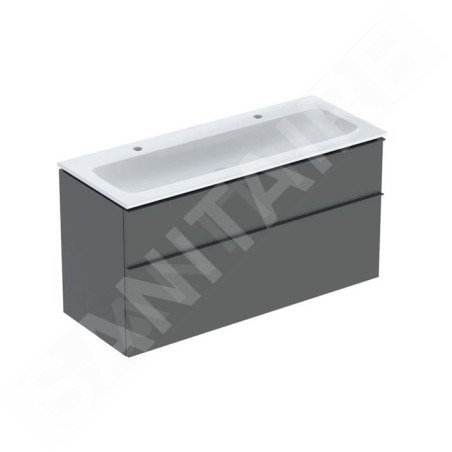 Geberit iCon - Meuble avec double lavabo, 118x48x63 cm, 2 tiroirs, KeraTect, lave 502.334.JK.1
