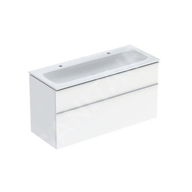 Geberit iCon - Meuble avec double lavabo, 118x48x63 cm, 2 tiroirs, KeraTect, blanc brillant 502.334.01.1