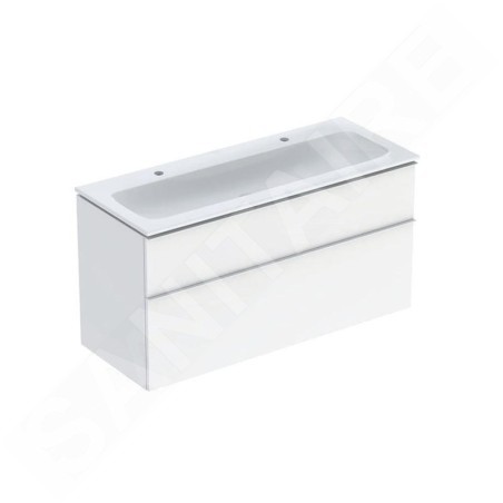 Geberit iCon - Meuble avec double lavabo, 118x48x63 cm, 2 tiroirs, KeraTect, blanc brillant 502.334.01.1