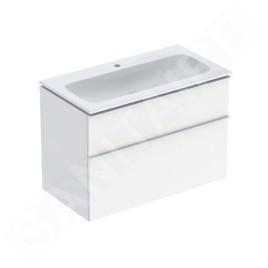 Geberit iCon - Armoire avec lavabo, 90x48x63 cm, 2 tiroirs, KeraTect, blanc brillant 502.333.01.1