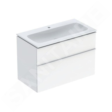 Geberit iCon - Armoire avec lavabo, 90x48x63 cm, 2 tiroirs, KeraTect, blanc brillant 502.333.01.1