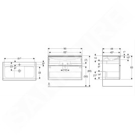 Geberit iCon - Armoire avec lavabo, 90x48x63 cm, 2 tiroirs, lave 502.337.JK.1