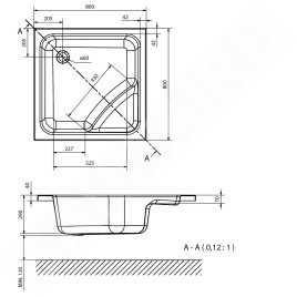 Polysan Receveurs de douche - Receveur de douche Visla, 800x800 mm, blanc 50111