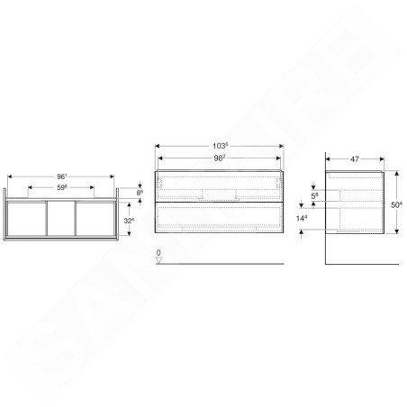 Geberit ONE - Meuble lavabo 104x50x47 cm, 2 tiroirs, lave 505.264.00.3