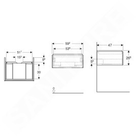 Geberit ONE - Meuble lavabo 59x27x47 cm, 1 tiroir, chêne 505.071.00.5