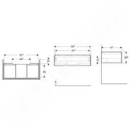 Geberit ONE - Meuble lavabo 89x27x47 cm, 1 tiroir, chêne 505.073.00.5