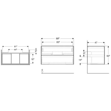 Geberit ONE - Meuble lavabo 89x50x47 cm, 2 tiroirs, chêne 505.263.00.5