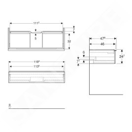 Geberit iCon - Meuble lavabo, 118x25x48 cm, 1 tiroir, blanc brillant 502.313.01.1