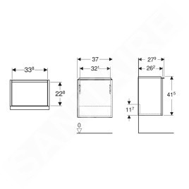 Geberit iCon - Meuble lavabo 37x42x28 mm, 1 porte, charnières à droite, chêne 502.300.JH.1