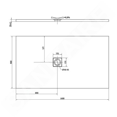 Polysan Flexia - Receveur de douche 1600 x 900 mm, blanc 71539
