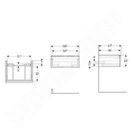 Geberit iCon - Meuble lavabo, 59x25x48 cm, 1 tiroir, blanc brillant 502.310.01.1