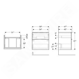 Geberit iCon - Meuble lavabo, 59x62x48 mm, 2 tiroirs, blanc brillant 502.303.01.1