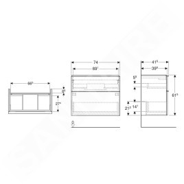 Geberit iCon - Meuble lavabo, 74x62x42 mm, 2 tiroirs, lave 502.308.JK.1