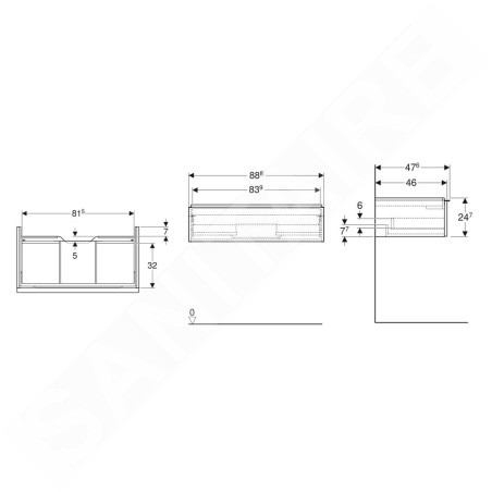 Geberit iCon - Meuble lavabo, 89x25x48 cm, 1 tiroir, blanc brillant 502.312.01.1