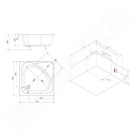 Polysan Receveurs de douche - Receveur de douche CARMEN, 900x900 mm, blanc 29611