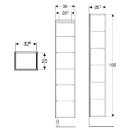 Geberit ONE - Armoire haute 180x36x29 cm, 1 porte, charnières G/D, chêne 505.083.00.5