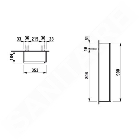 Laufen Lani - Armoire 90x35 cm, 1 porte, charnières à gauche, gris H4037111122661
