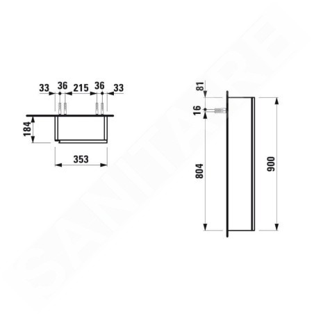 Laufen Lani - Armoire  90x35 cm, 1 porte, charnières à droite, blanc brillant H4037121122611