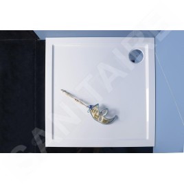 Polysan Receveurs de douche - Receveur de douche en marbre de synthèse AURA, 900x900 mm, blanc 43511
