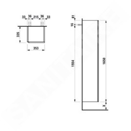 Laufen Lani - Armoire haute 165x35 cm, 1 porte, charnières à droite, blanc mat H4037221122601