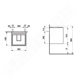 Laufen Lani - Meuble-vasque, 48x45x52 cm, 2 tiroirs, blanc brillant H4035121122611