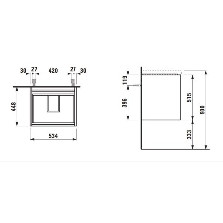 Laufen Lani - Meuble-vasque, 54x45x52 cm, 2 tiroirs, blanc mat H4035221122601