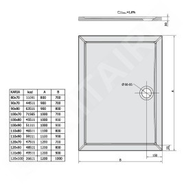 Polysan Karia - Receveur de douche 1000x900 mm, blanc 51111