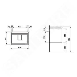 Laufen Lani - Meuble-vasque, 64x44x52 cm, 2 tiroirs, blanc mat H4035421122601