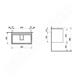 Laufen Lani - Meuble-vasque, 79x44x52 cm, 2 tiroirs, chêne H4035521122671