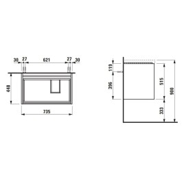 Laufen Lani - Meuble-vasque, 74x45x52 cm, 2 tiroirs, blanc mat H4035821122601