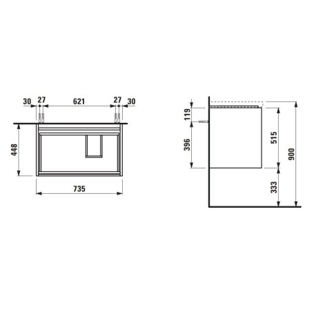 Laufen Lani - Meuble-vasque, 74x45x52 cm, 2 tiroirs, blanc mat H4035821122601
