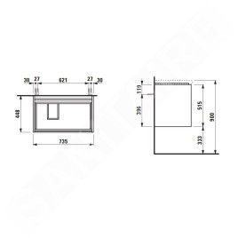Laufen Lani - Meuble-vasque, 74x45x52 cm, 2 tiroirs, blanc mat H4035921122601