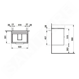 Laufen Base - Meuble-lavabo, 52x53x39 cm, 2 tiroirs, gris H4021921102661