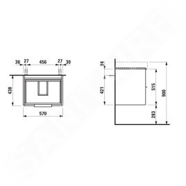 Laufen Base - Meuble-lavabo, 52x57x44 cm, 2 tiroirs, blanc mat H4022321102601