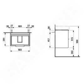Laufen Base - Meuble-lavabo, 52x58x39 cm, 2 tiroirs, blanc mat H4022521102601