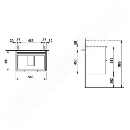 Laufen Base - Meuble-lavabo, 52x58x39 cm, 2 tiroirs, blanc mat H4022521102601
