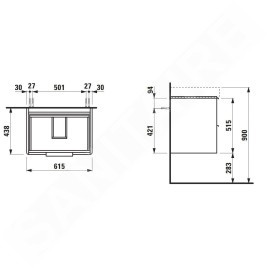 Laufen Base - Meuble-lavabo, 52x62x44 cm, 2 tiroirs, blanc mat H4022921102601