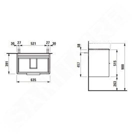 Laufen Base - Meuble-lavabo, 52x64x39 cm, 2 tiroirs, blanc mat H4023121102601