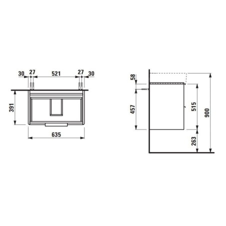 Laufen Base - Meuble-lavabo, 52x64x39 cm, 2 tiroirs, gris H4023121102661