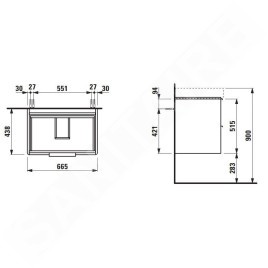 Laufen Base - Meuble-lavabo, 52x67x44 cm, 2 tiroirs, gris H4023321102661