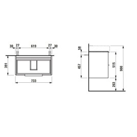 Laufen Base - Meuble-lavabo, 52x73x39 cm, 2 tiroirs, gris H4023521102661