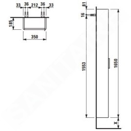 Laufen Base - Armoire haute, 165x35x19 cm, 1 porte, charnières à gauche, blanc mat H4026411102601