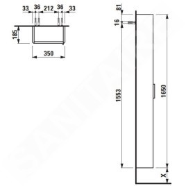 Laufen Base - Armoire haute, 165x35x19 cm, 1 porte, charnières à gauche, gris H4026411102661