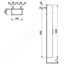 Laufen Base - Armoire haute, 165x35x19 cm, 1 porte, charnières à droite, blanc mat H4026421102601