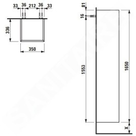 Laufen Base - Armoire haute, 165x35x34 cm, 2 portes, charnières à droite, blanc mat H4027021102601