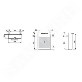 Laufen Base - Armoire miroir avec éclairage LED, 70x60x19 cm, 1 portes, charnières à gauche, gris H4027511102661