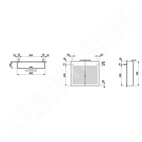 Laufen Base - Armoire miroir avec éclairage LED, 70x80x19 cm, 2 portes, gris H4028021102661