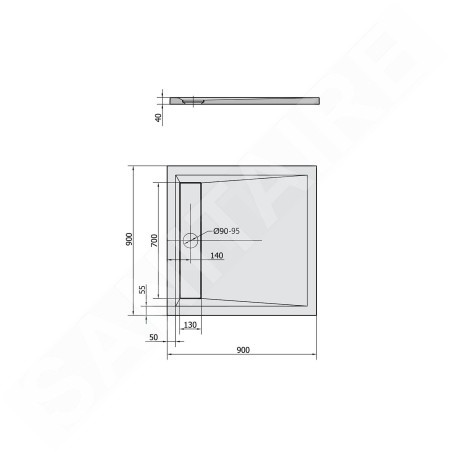 Polysan Receveurs de douche - Receveur de douche Arena, 900x900x40 mm, avec cache siphon, blanc 71601