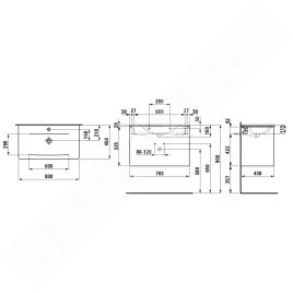 Laufen Palace - Meuble avec lavabo, 53x78x44 cm, 2 tiroirs, blanc mat H8607052601041